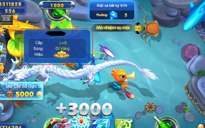 Màn hình hiển thị sự kiện giftcode trong game bắn cá H5