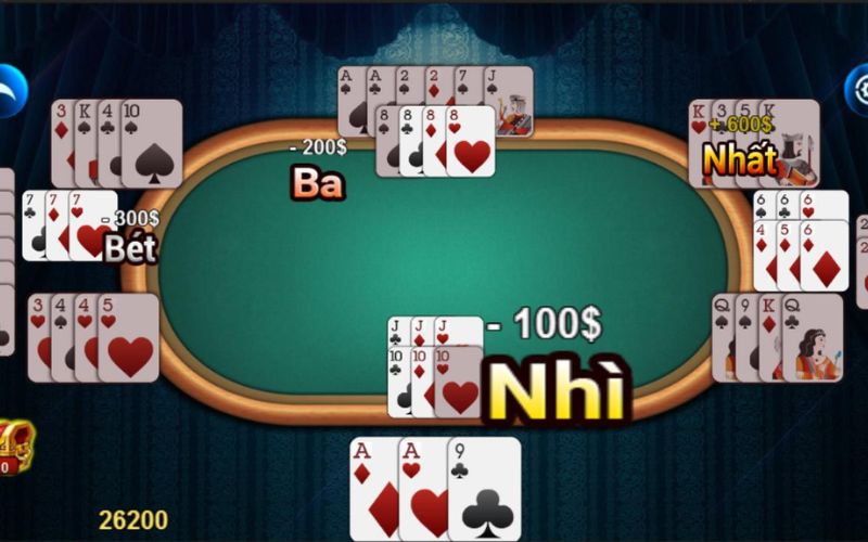 Người chơi xếp bài phỏm chuẩn bị hạ phỏm