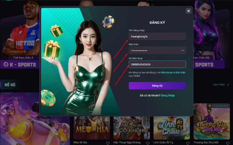 Các bước điền thông tin khi tạo tài khoản mới