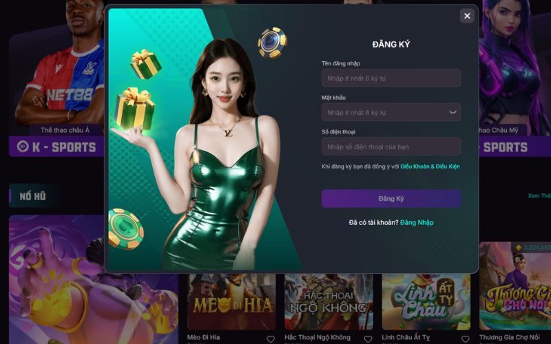 Giao diện form đăng ký tài khoản trực tuyến