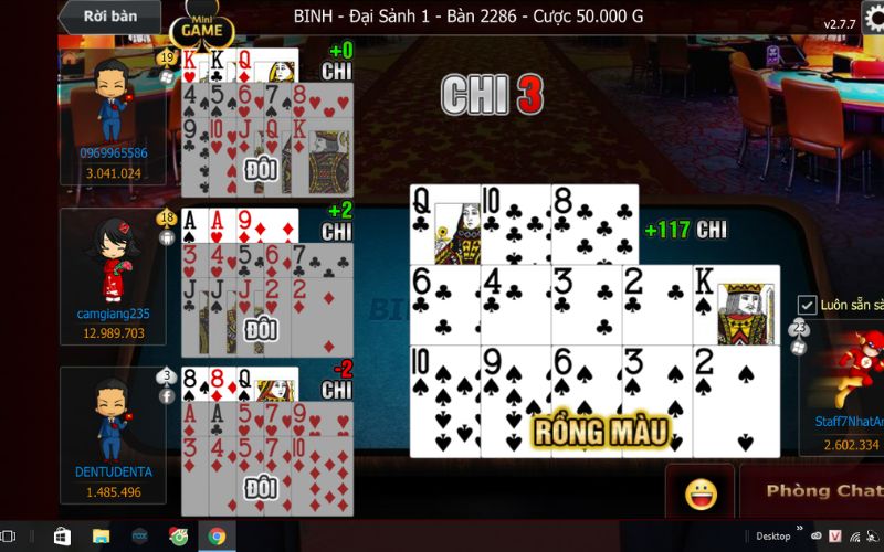 Tình huống so bài giữa các chi trong Mậu Binh